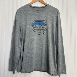 Patagonia Men's Capilene Base layer Tee Long Sleeve Shirt Heather Gray, Size XL